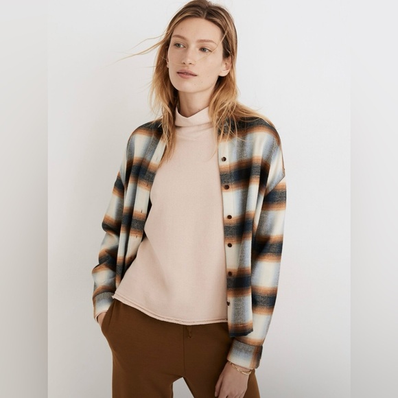 Madewell Size L Flannel Westlake Shirt in Allen Plaid in Haze Plaid Wispy Cloud - Picture 5 of 8